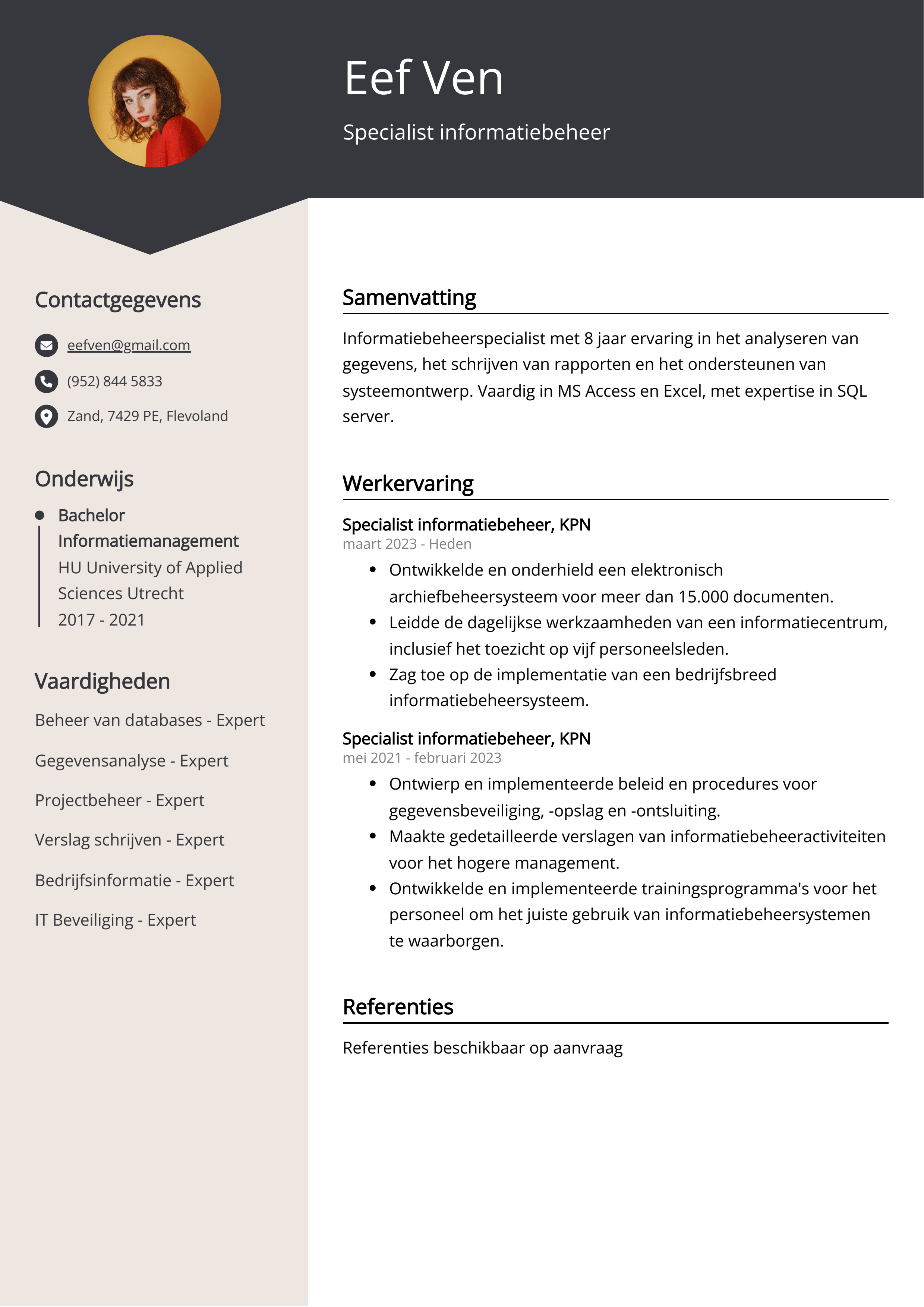 Specialist informatiebeheer CV Voorbeeld