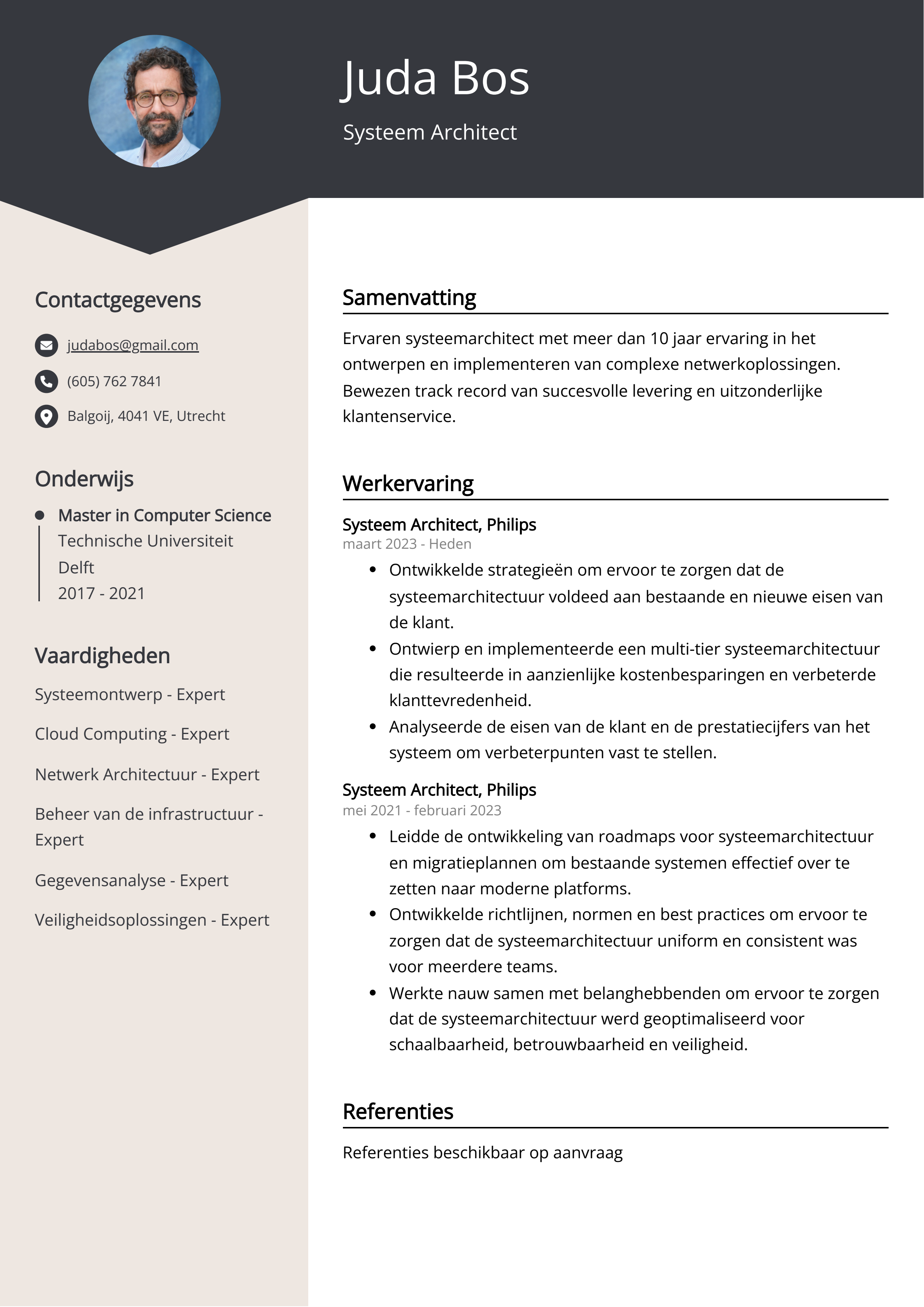 Systeem Architect CV Voorbeeld