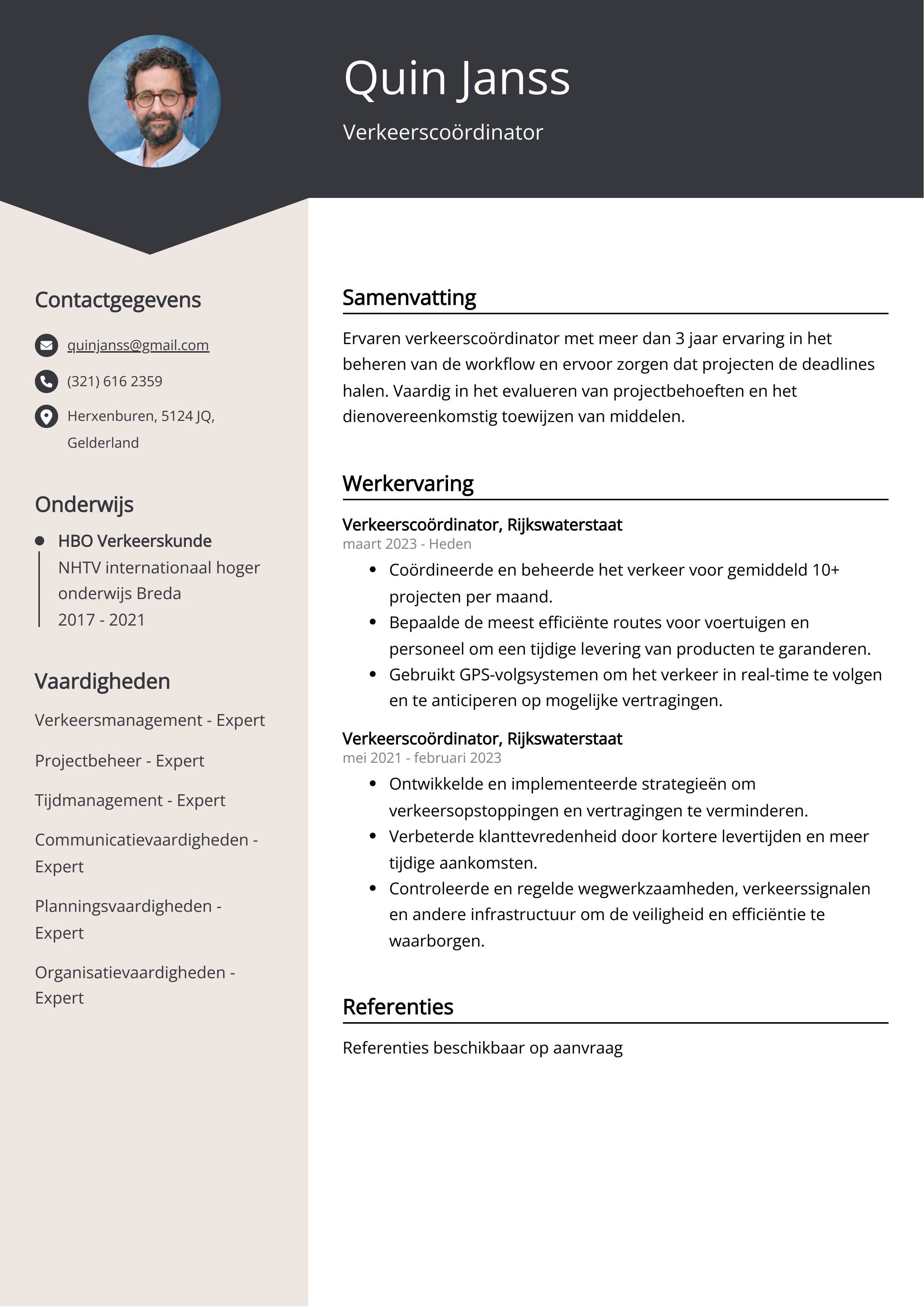 Verkeerscoördinator CV Voorbeeld