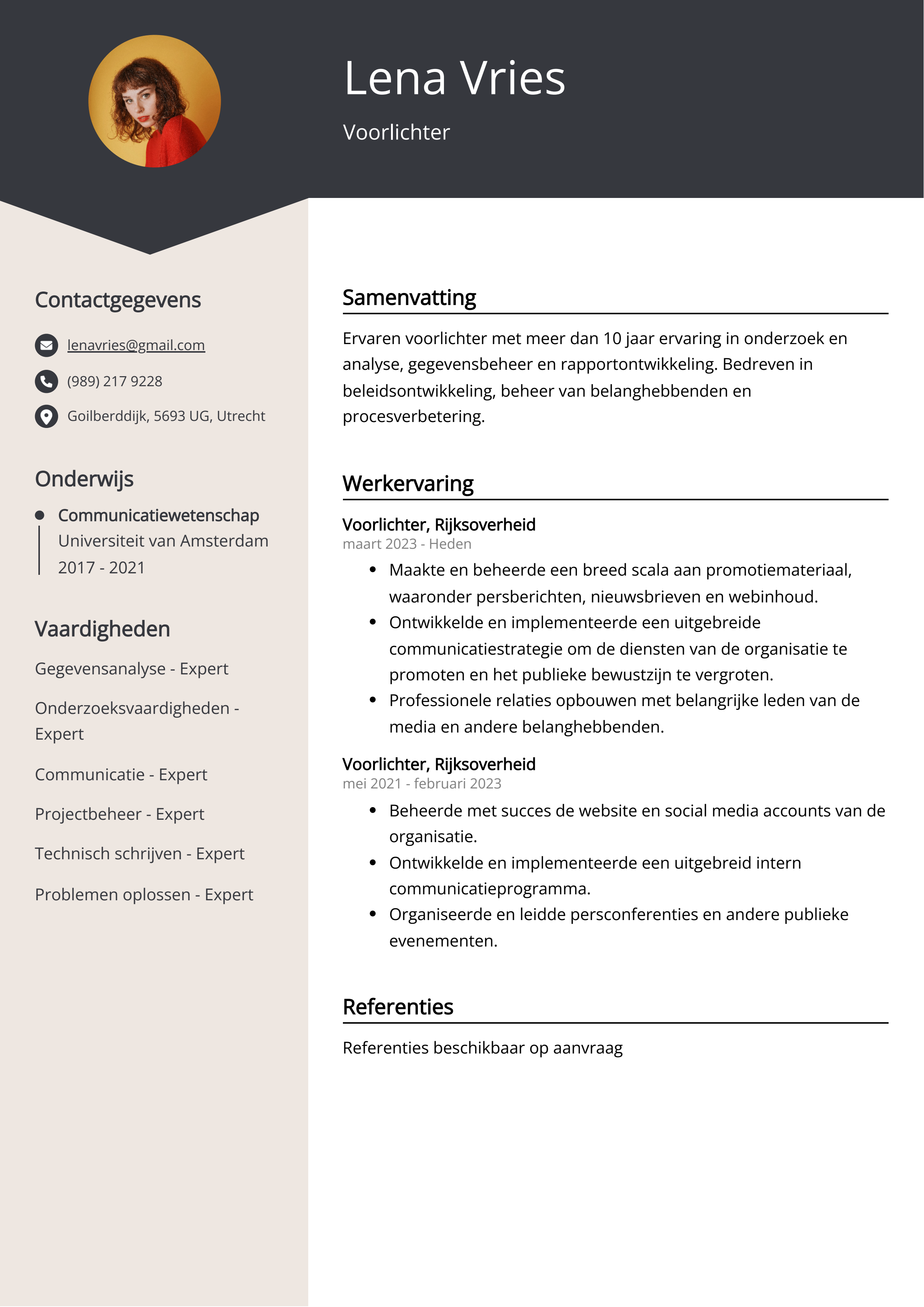 Voorlichter CV Voorbeeld