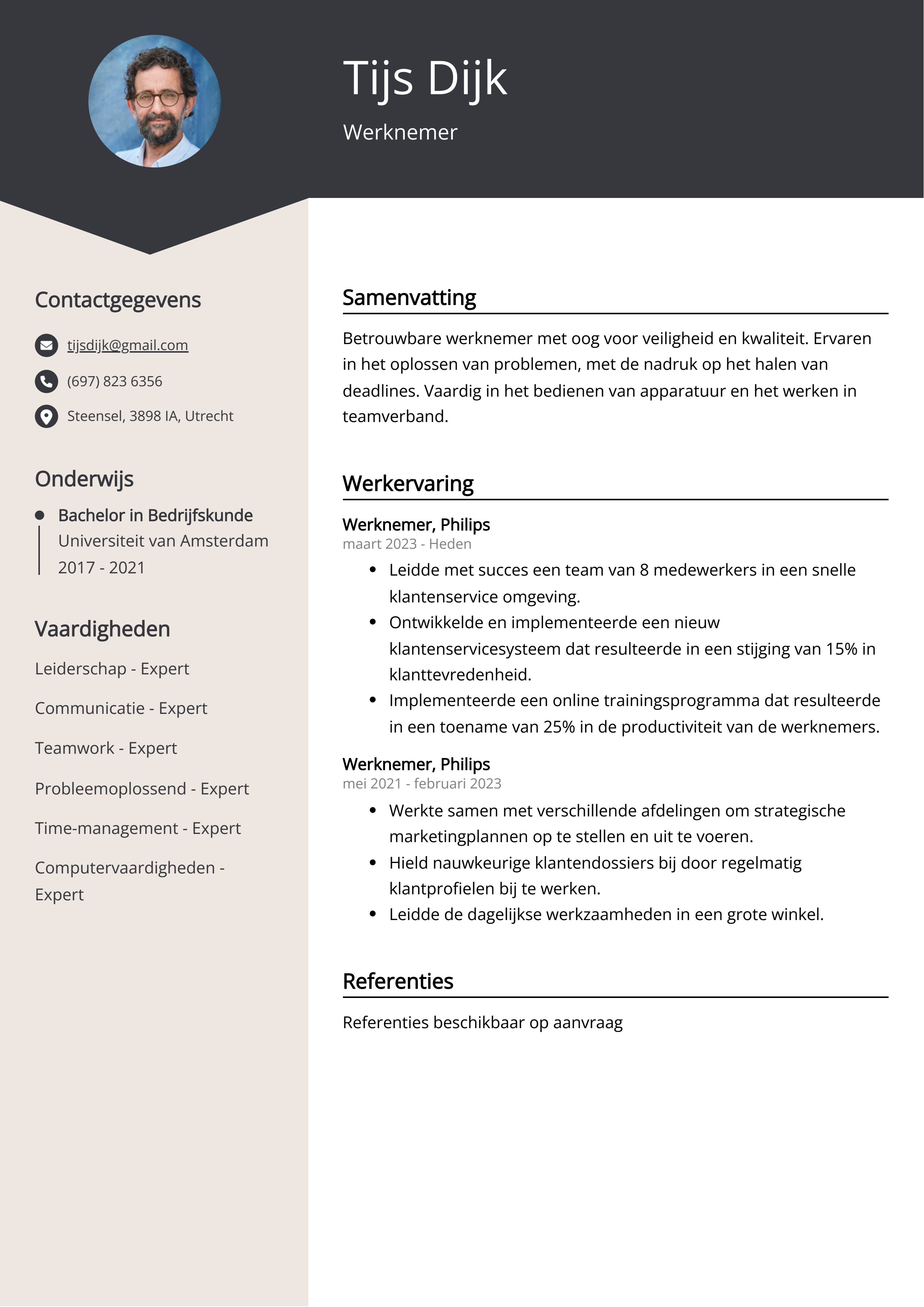 Werknemer CV Voorbeeld