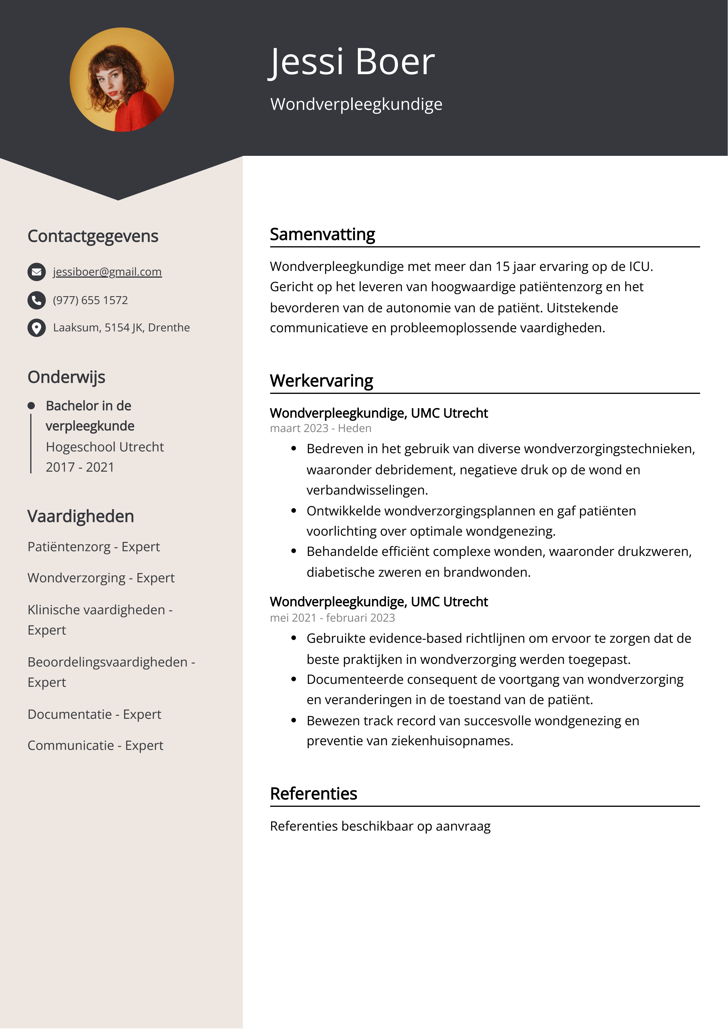 Wondverpleegkundige CV Voorbeeld