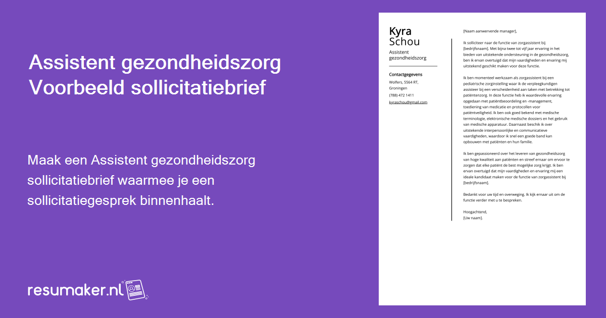 Assistent gezondheidszorg Sollicitatiebrief: Voorbeeld & Gids (Banen op