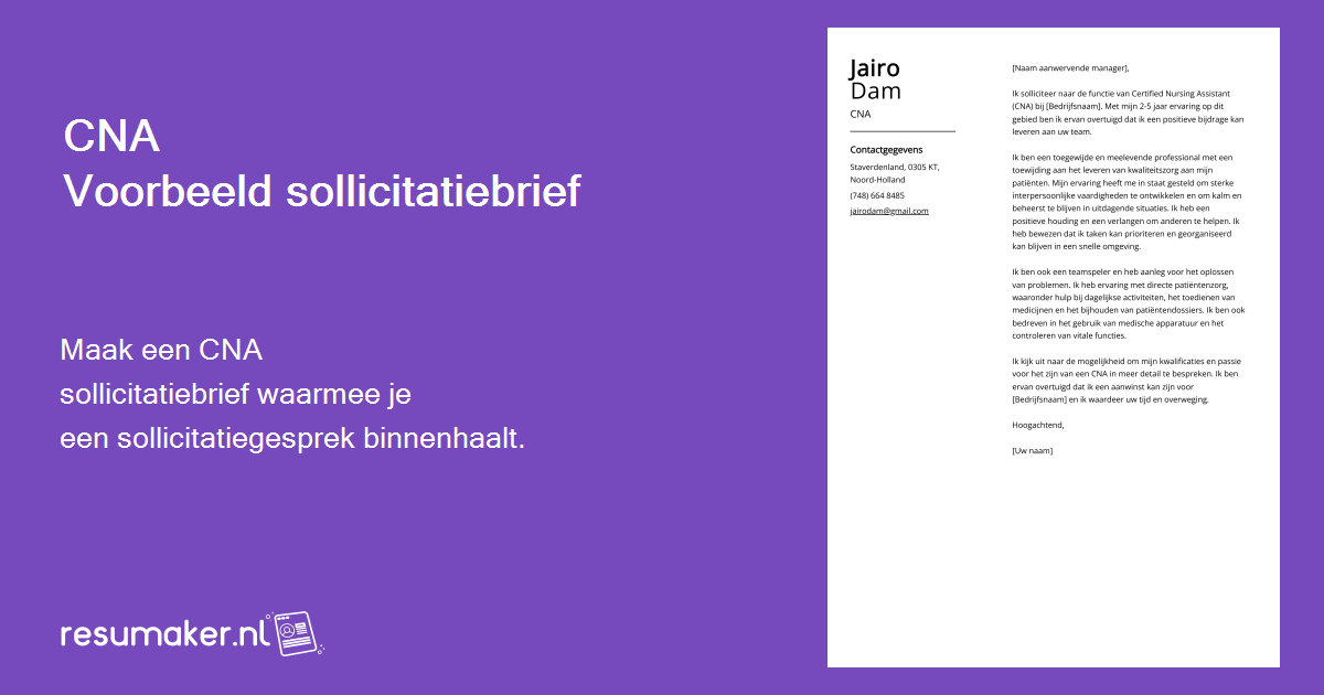 CNA motivatiebrief voorbeeld voor 2025