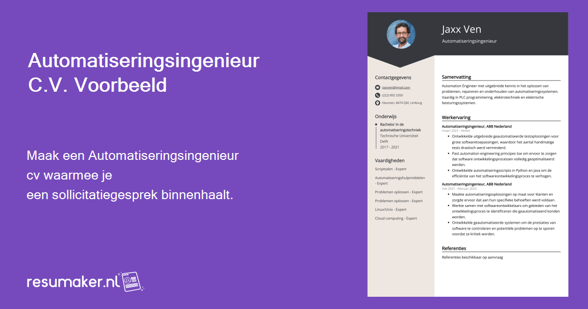 Automation Engineer cv voorbeeld (gratis handleiding)